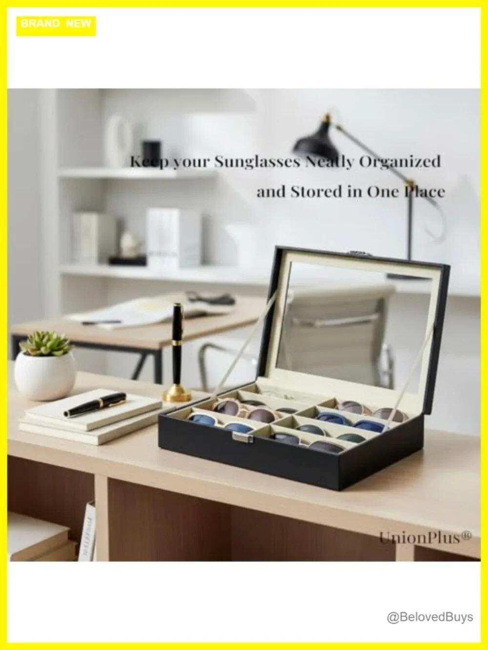 Faux Leather Sunglasses Organizer Case for Eyeglasses 8 Slots Storage Box